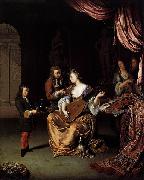 Willem van Mieris The Lute Player oil painting artist